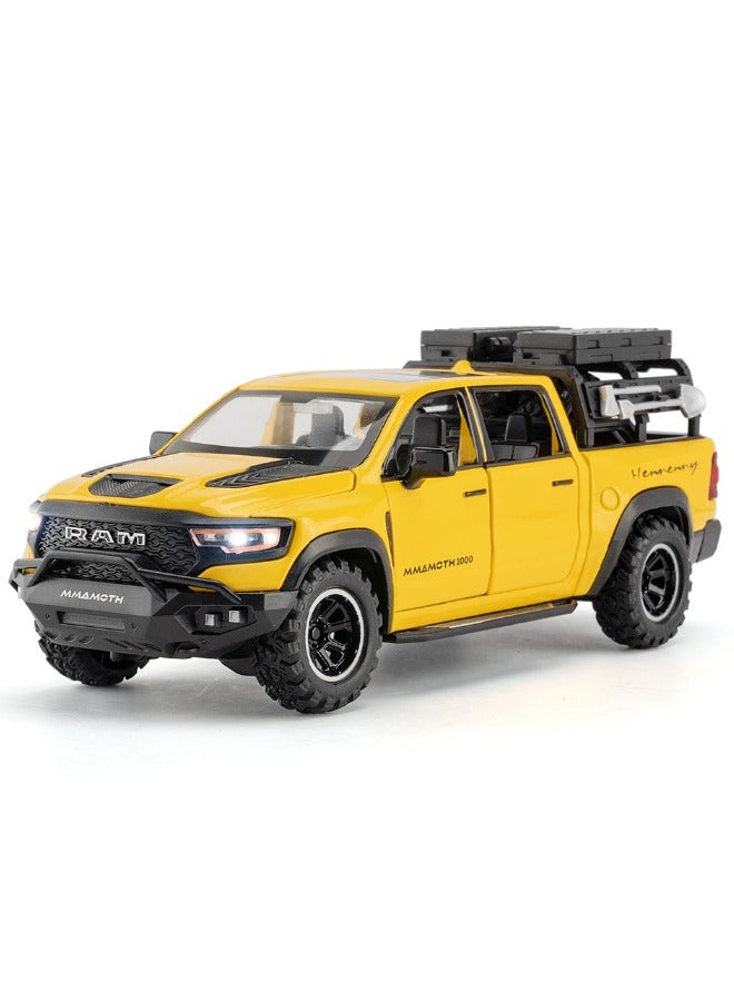 1:32 Alloy Collectible Ram Mammoth Pickup Car Model Toy, Diecast Zinc Alloy Mammoth Pull Back Collectible Toy Car,  Sound and Light Pull Back Model Car for Kids Boy Girl Gift 17.5cm*7.2cm*6.5cm - Image 1